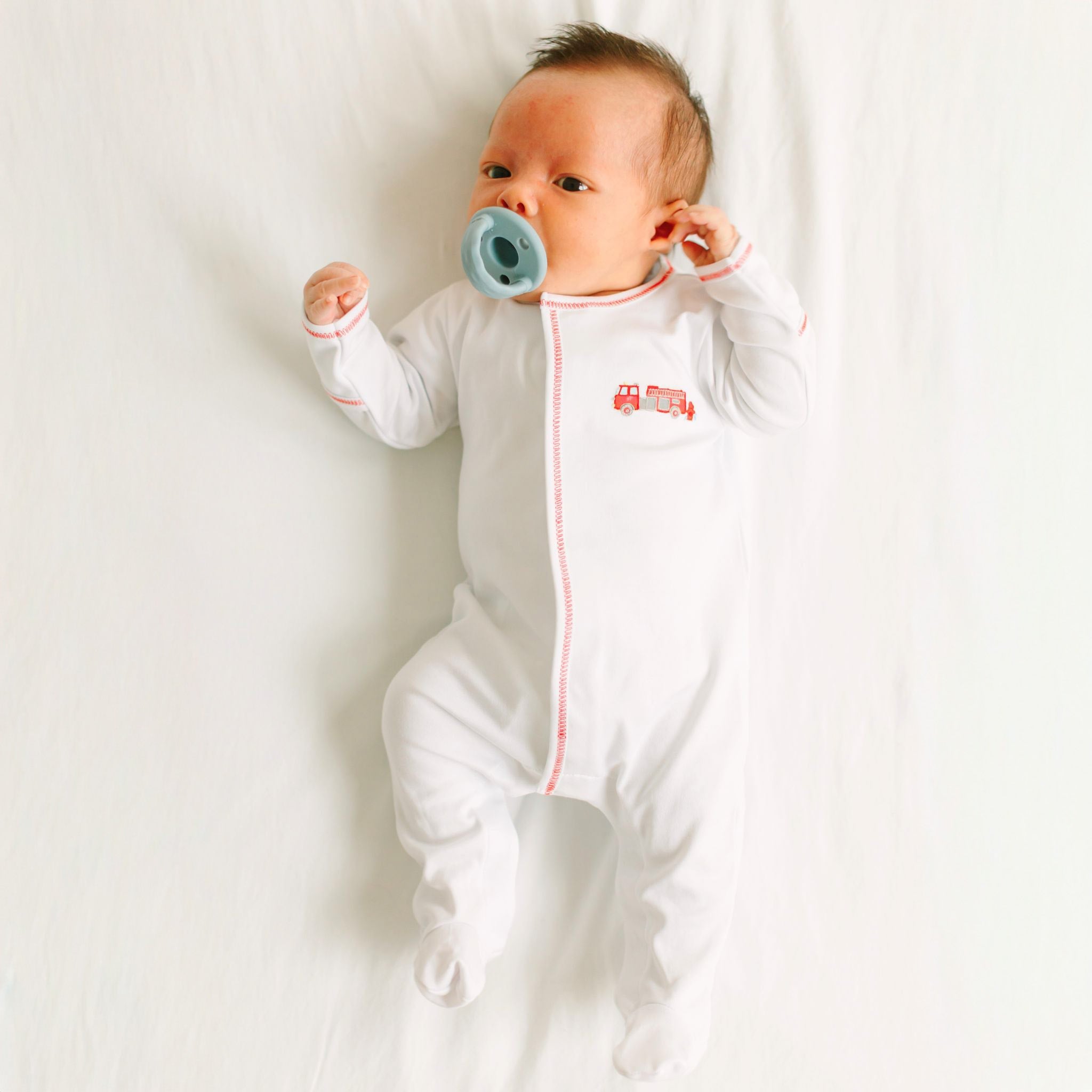 To the Rescue Embroidered Footie - Magnolia BabyFootie