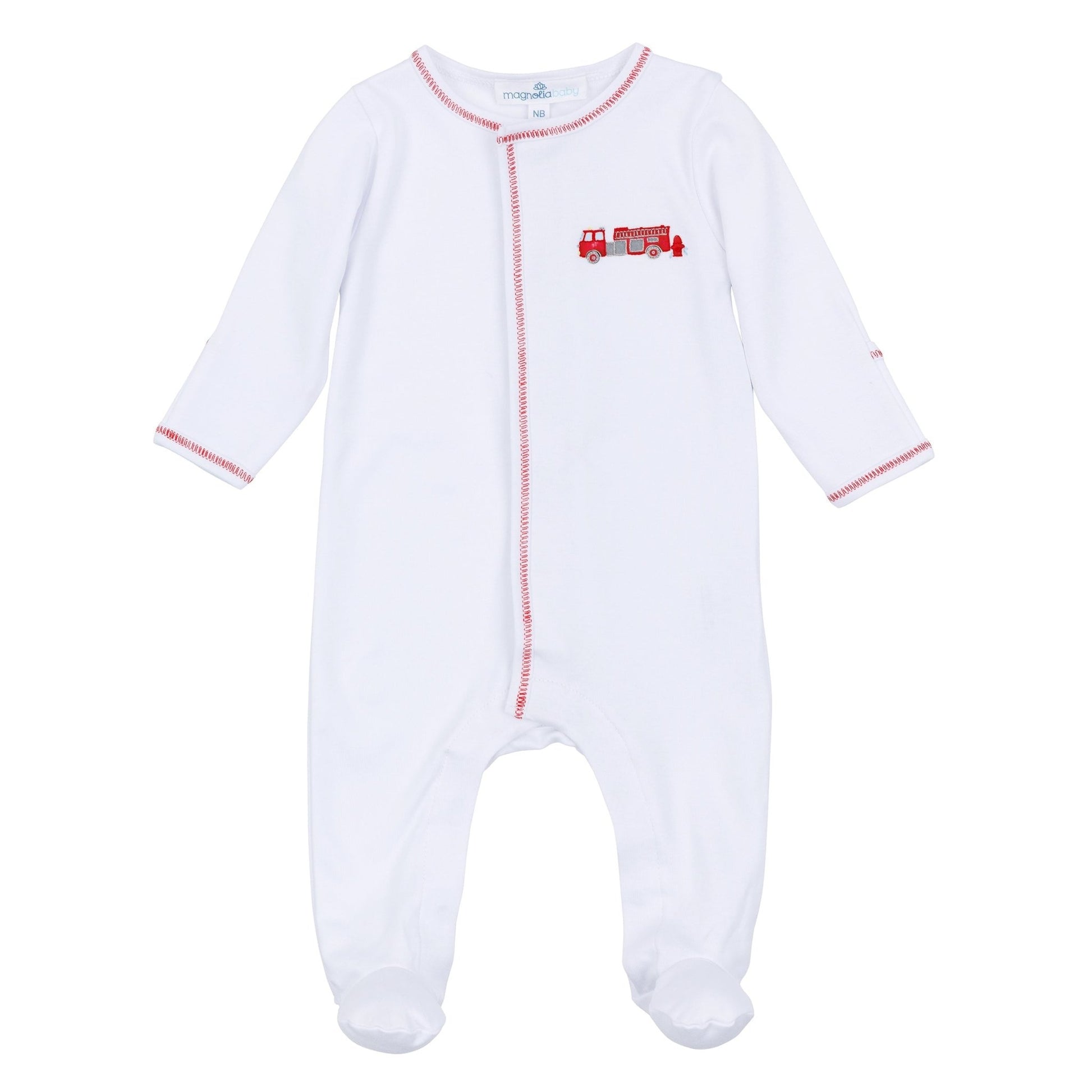 To the Rescue Embroidered Footie - Magnolia BabyFootie