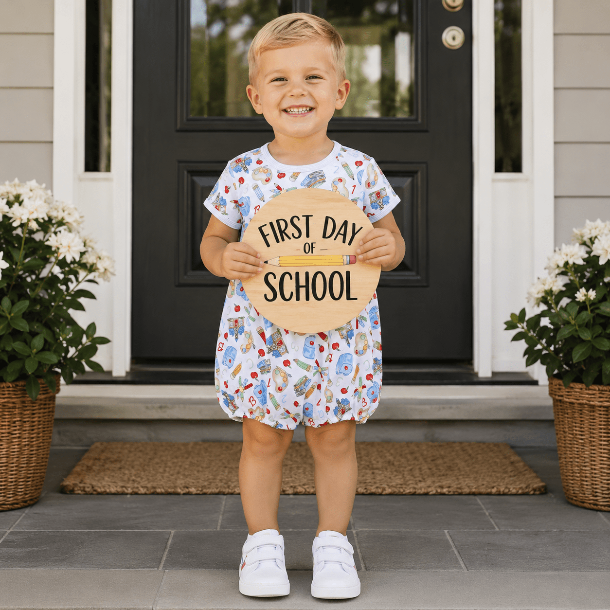 Toddler Boy School Day Sweetness Short Sleeve Bubble - Magnolia BabyBubble