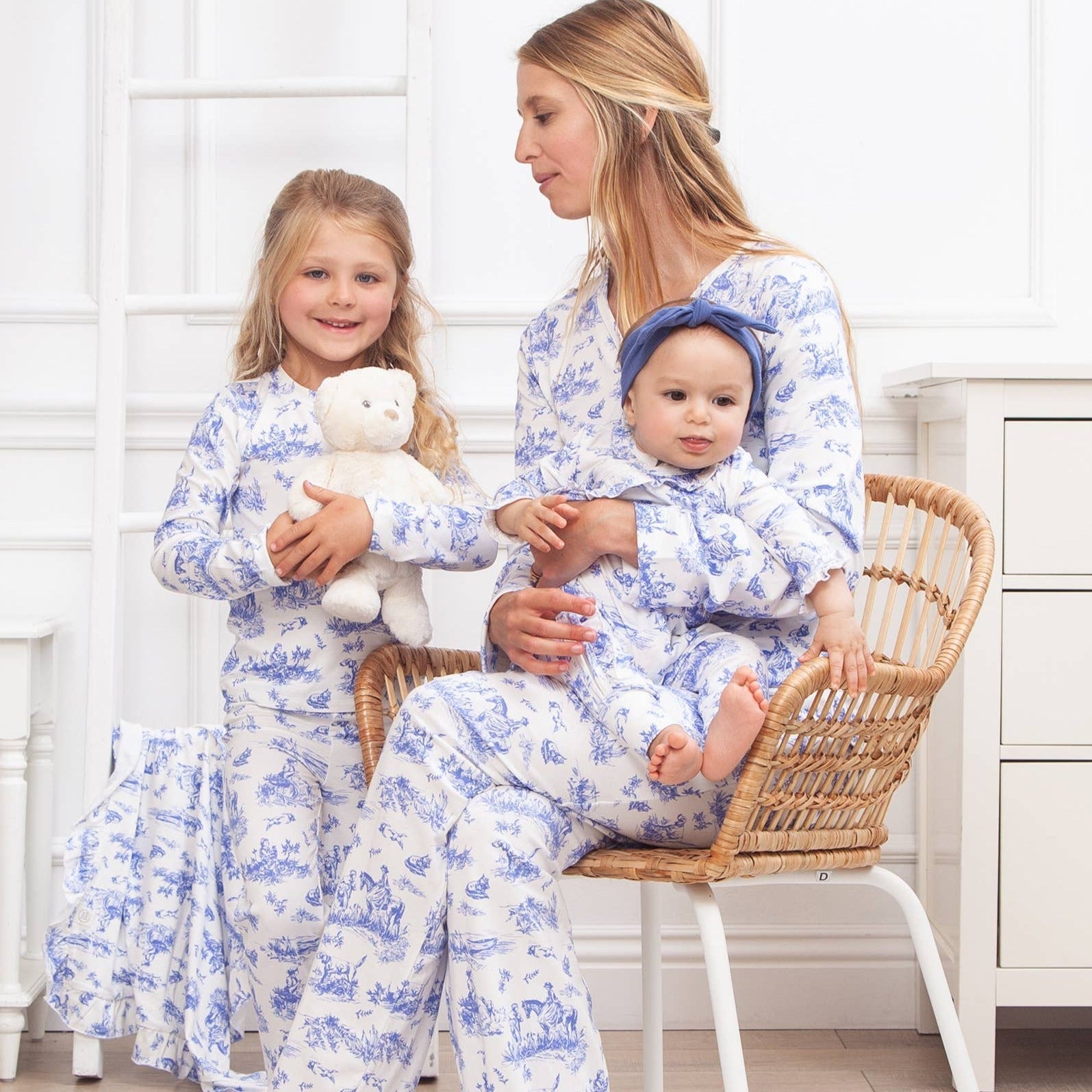 Toile de Jouy Girl Bamboo Pajama Set - Magnolia BabyLong Pajamas