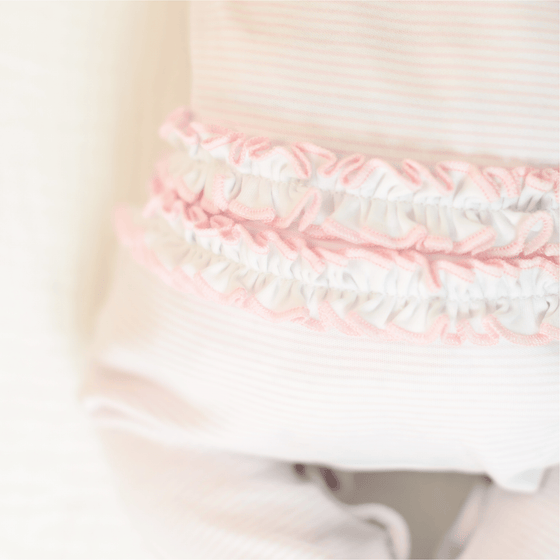 Touchdown Cutie Embroidered Ruffle Footie - Pink - Magnolia BabyFootie