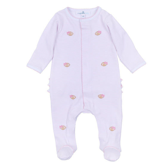 Touchdown Cutie Embroidered Ruffle Footie - Pink - Magnolia BabyFootie