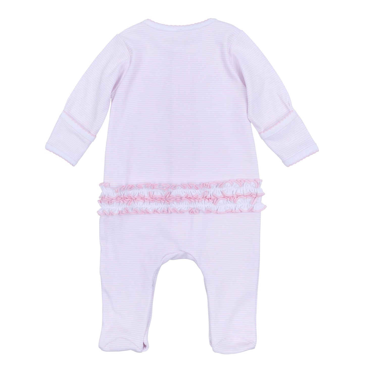Touchdown Cutie Embroidered Ruffle Footie - Pink - Magnolia BabyFootie