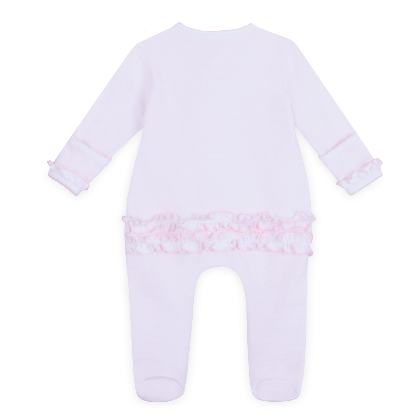 Touchdown Cutie Embroidered Ruffle Zip Footie - Pink - Magnolia BabyFootie