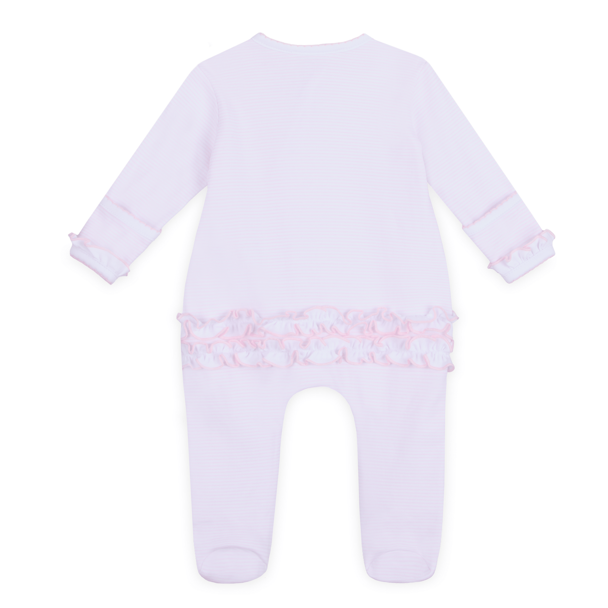 Touchdown Cutie Embroidered Ruffle Zip Footie - Pink - Magnolia BabyFootie