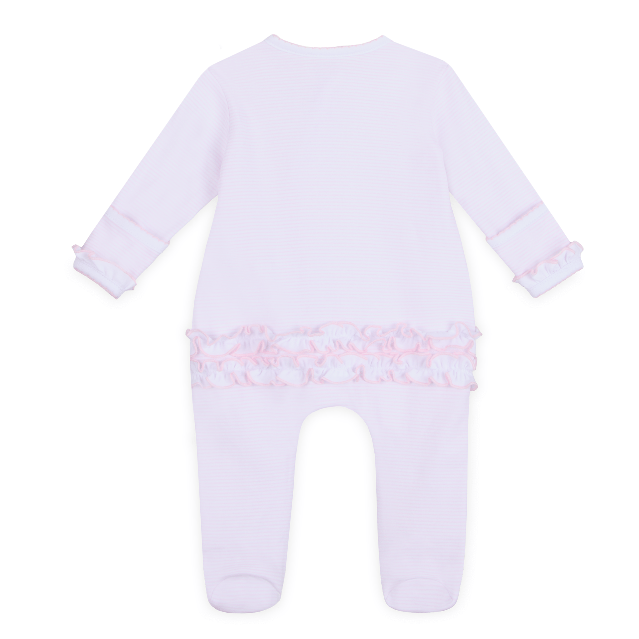 Touchdown Cutie Embroidered Ruffle Zip Footie - Pink - Magnolia BabyFootie