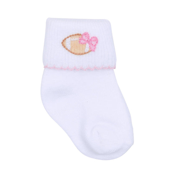 Touchdown Cutie Embroidered Socks - Pink - Magnolia BabySocks