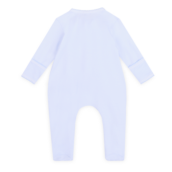 Touchdown Cutie Embroidered Zip Footie - Light Blue - Magnolia BabyFootie
