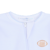 Touchdown Cutie Embroidered Zip Footie - Light Blue - Magnolia BabyFootie