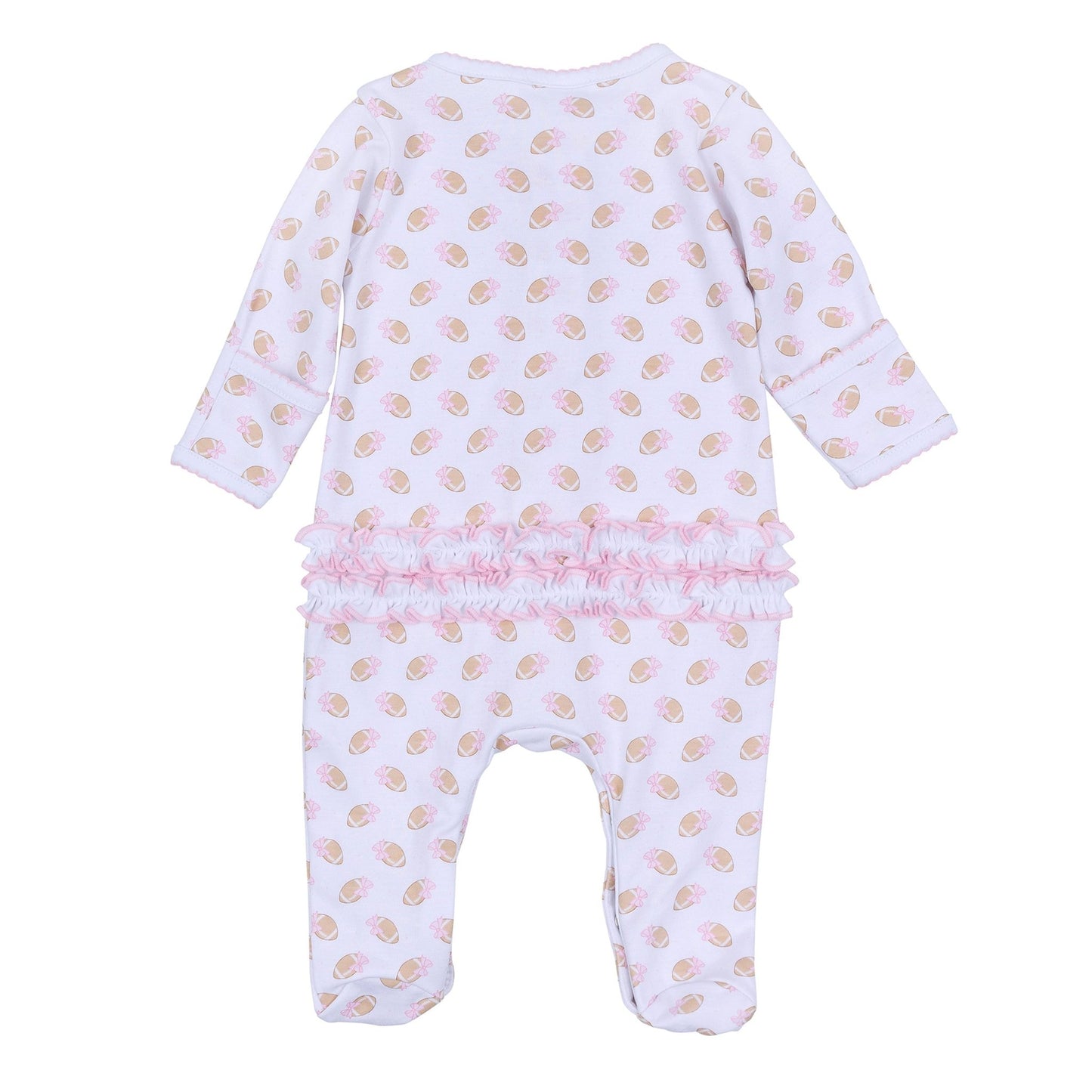 Touchdown Cutie Print Ruffle Footie - Pink - Magnolia BabyFootie