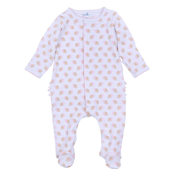 Touchdown Cutie Print Ruffle Footie - Pink - Magnolia BabyFootie