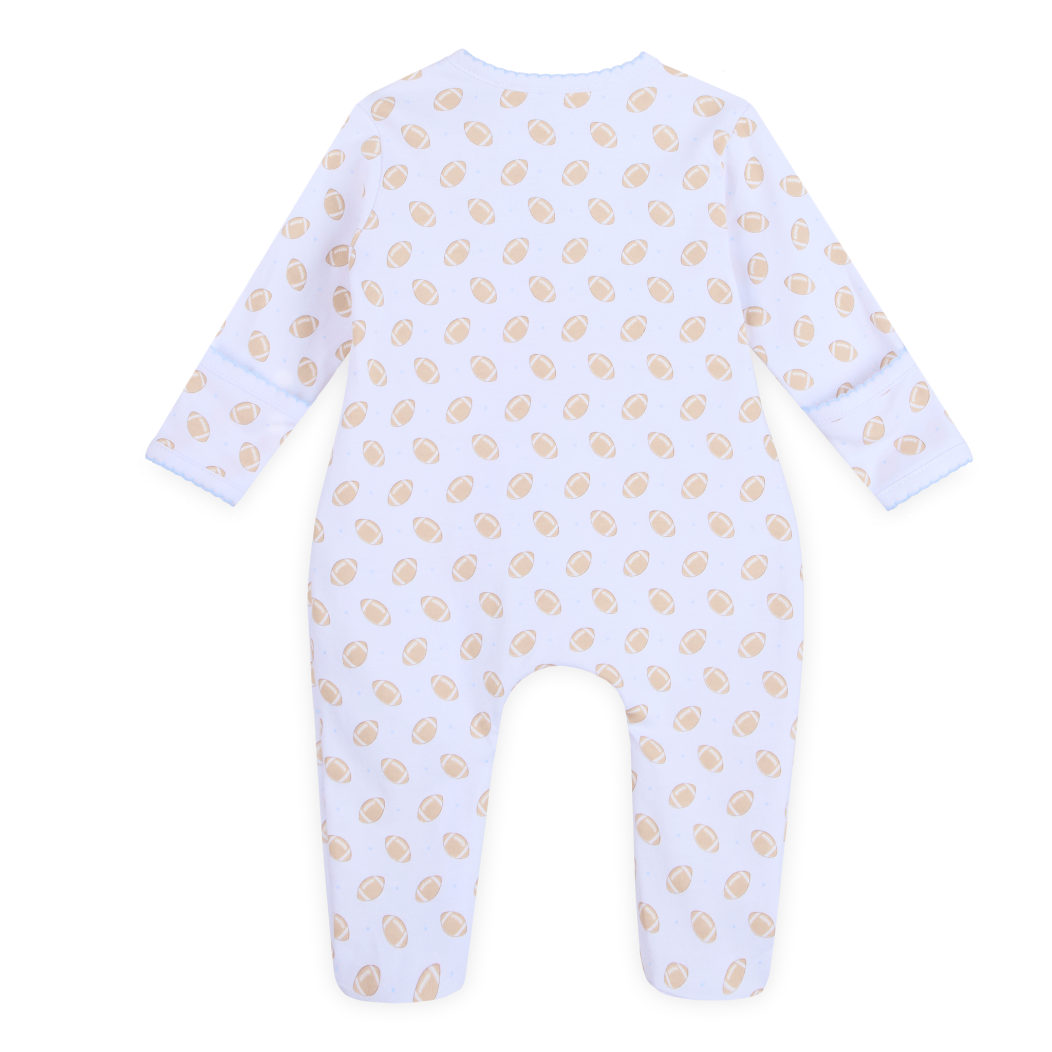 Touchdown Cutie Print Zip Footie - Light Blue - Magnolia BabyFootie