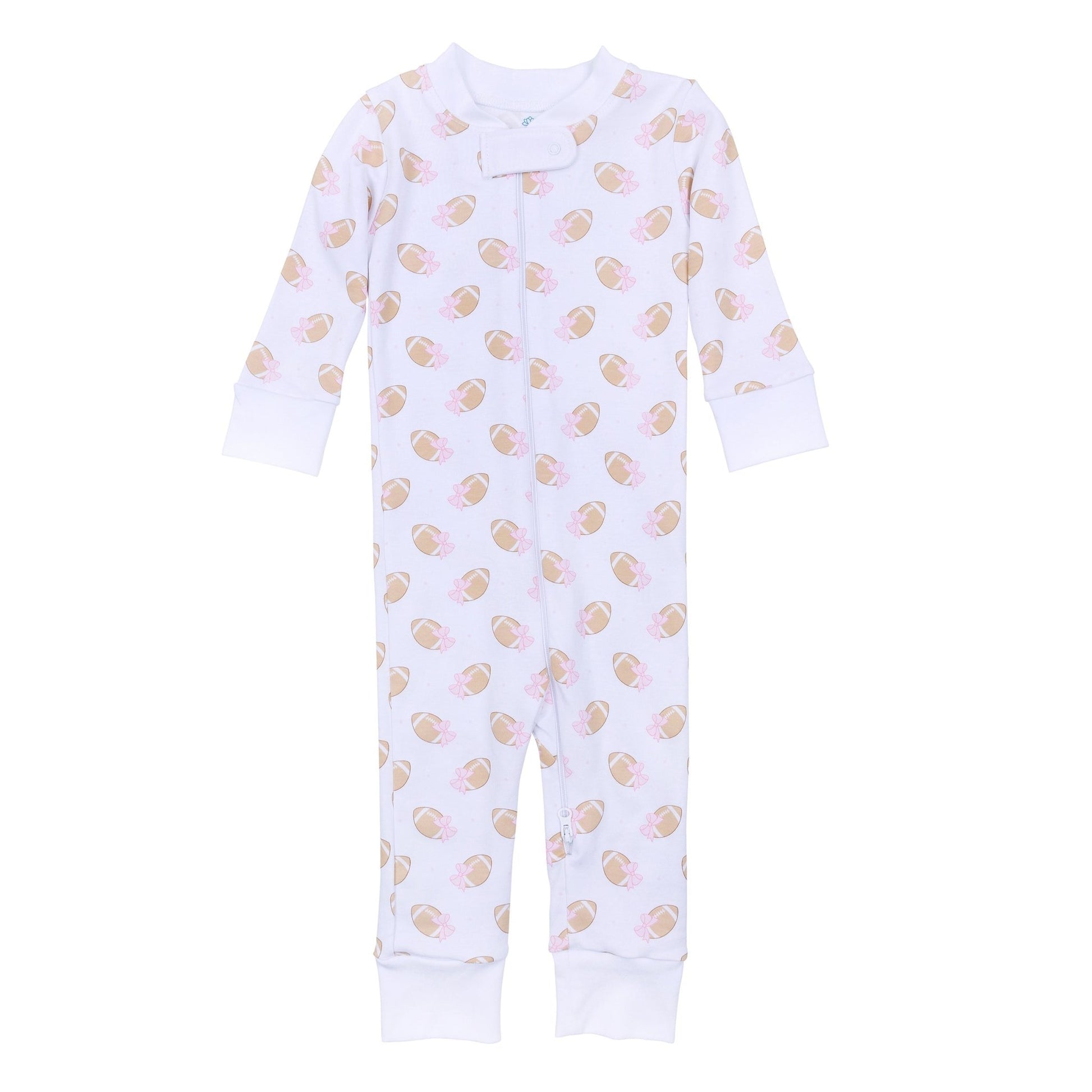 Touchdown Cutie Zip Pajamas - Pink - Magnolia BabyZipper Pajamas
