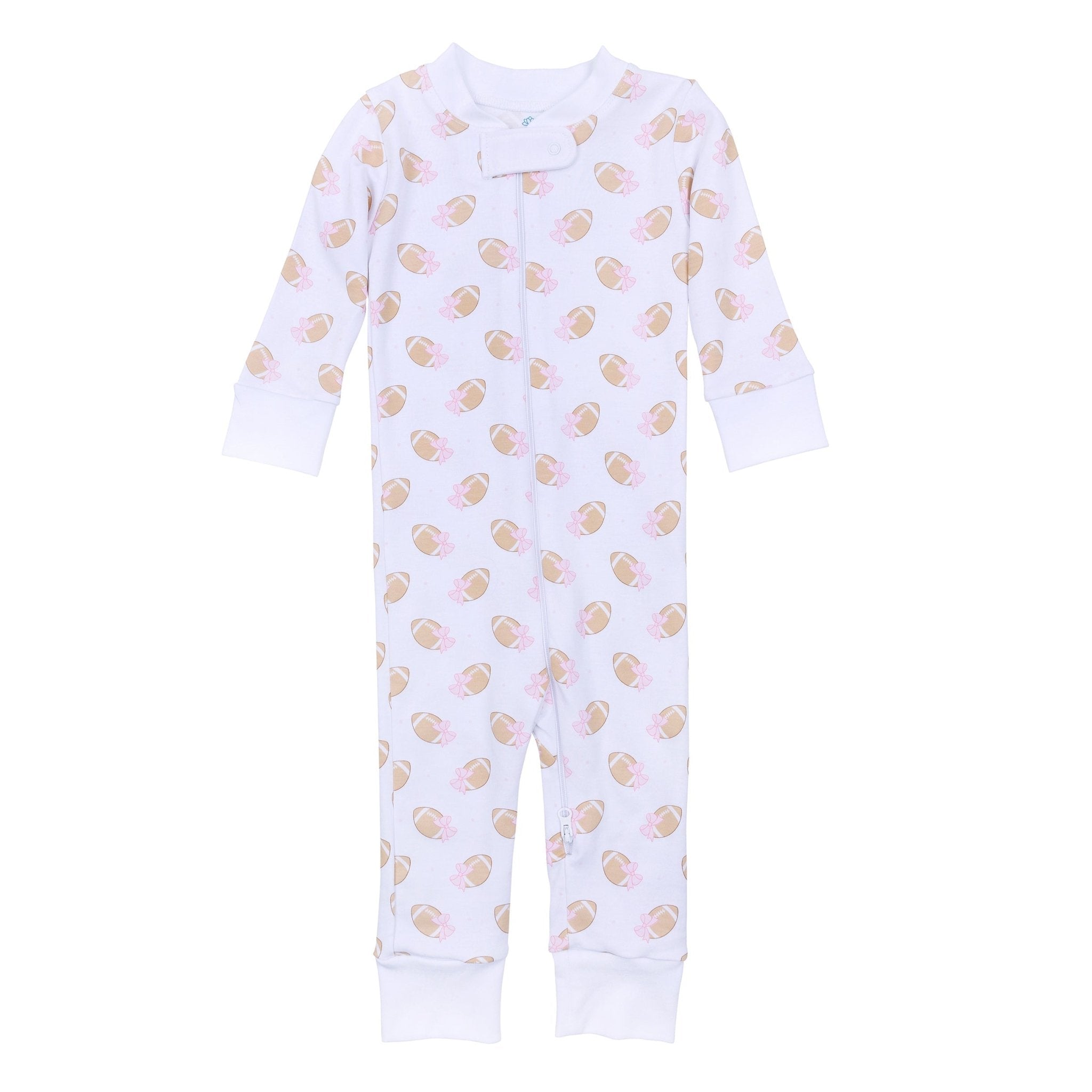 Touchdown Cutie Zip Pajamas - Pink - Magnolia BabyZipper Pajamas