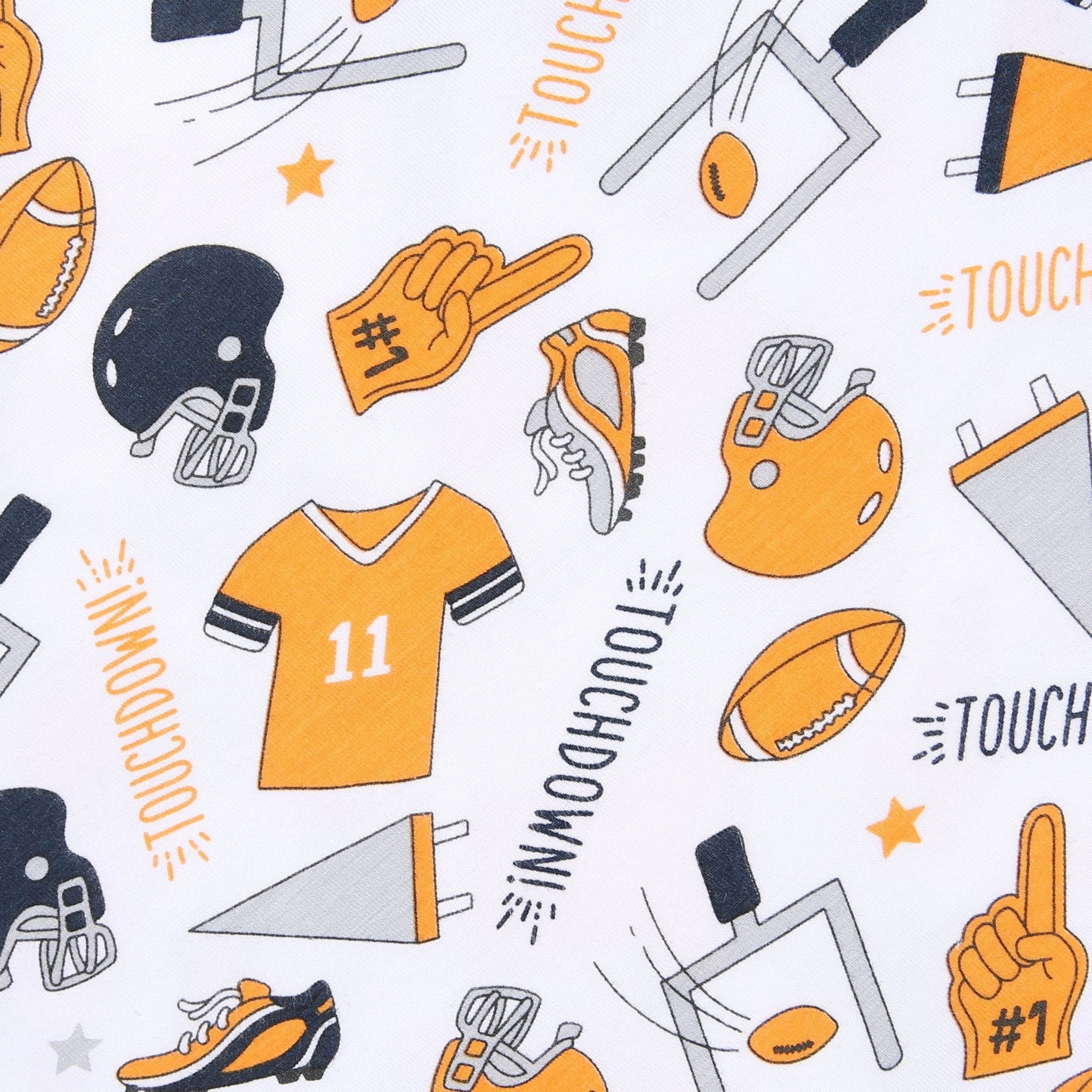 Touchdown Navy-Orange Long Pajamas - Magnolia BabyLong Pajamas