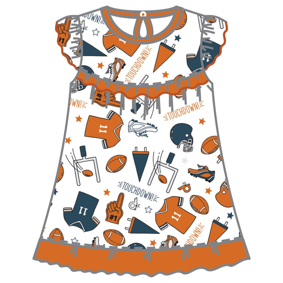 Touchdown Orange-Grey Dress - Magnolia BabyDress