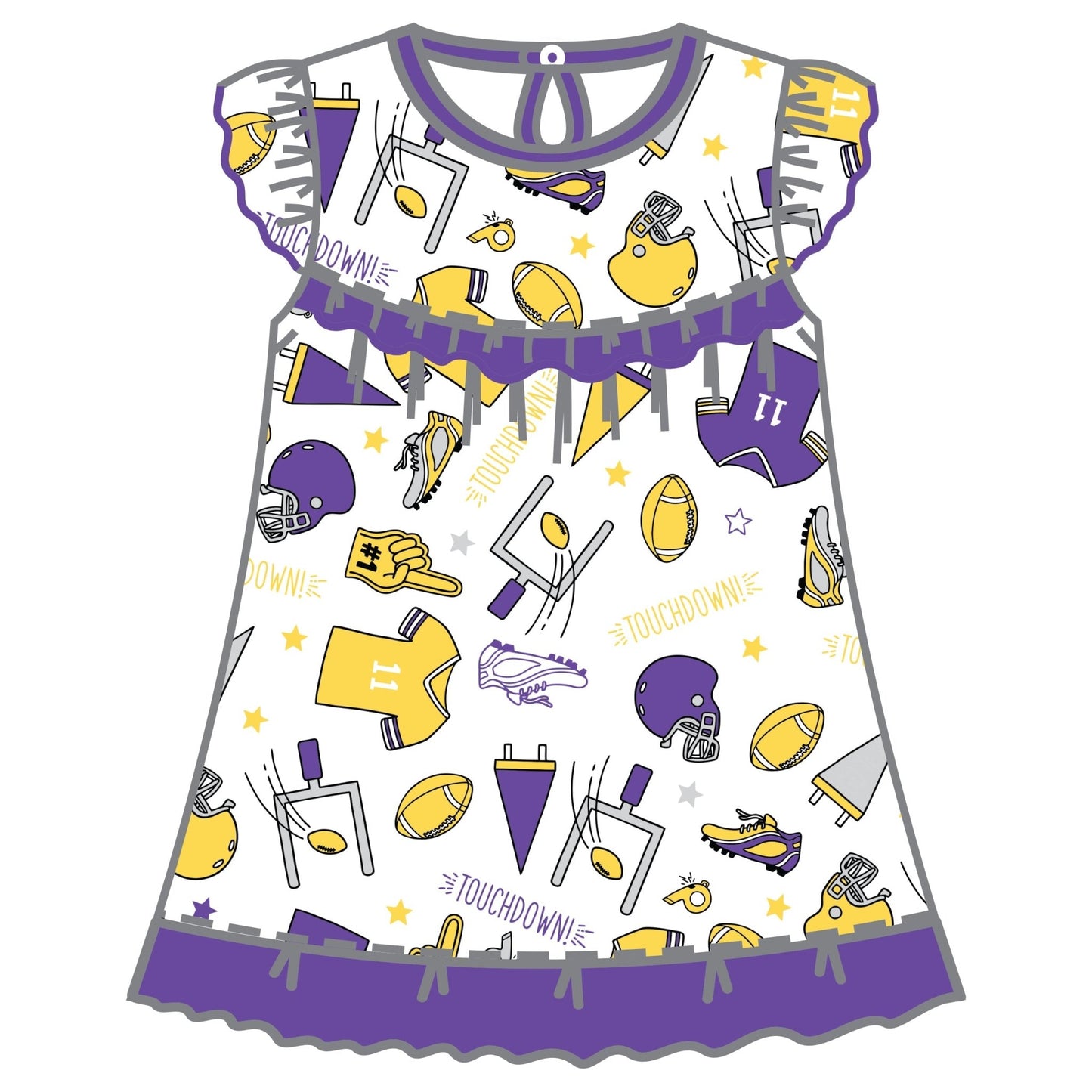 Touchdown Purple-Gold Dress - Magnolia BabyDress