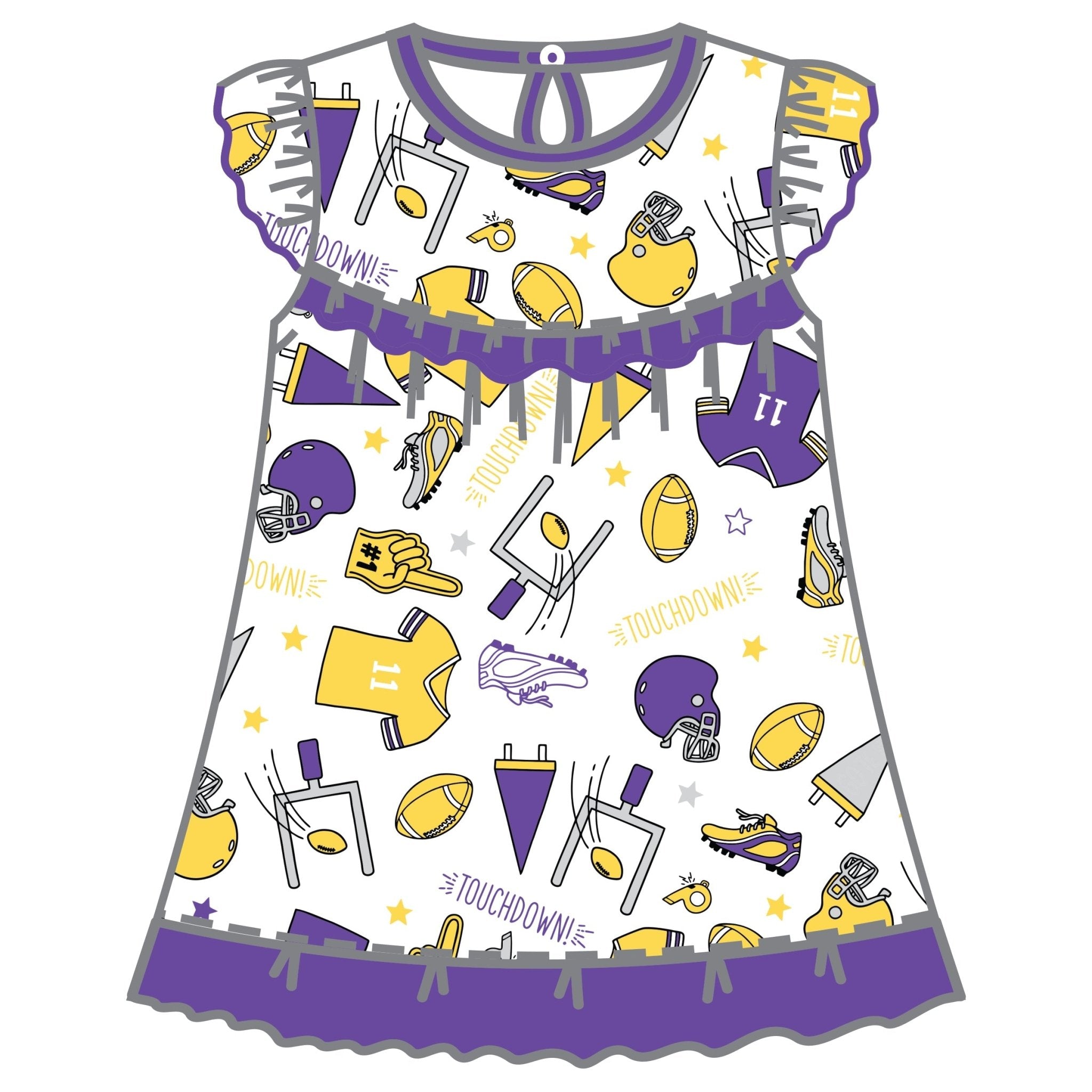 Touchdown Purple-Gold Dress - Magnolia BabyDress