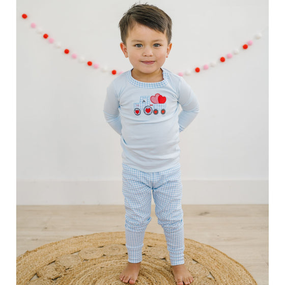 Tractor - Full of Love Applique Long Pajamas - Magnolia BabyLong Pajamas