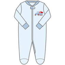  Tractor - Full of Love Applique Zip Footie - Magnolia BabyFootie