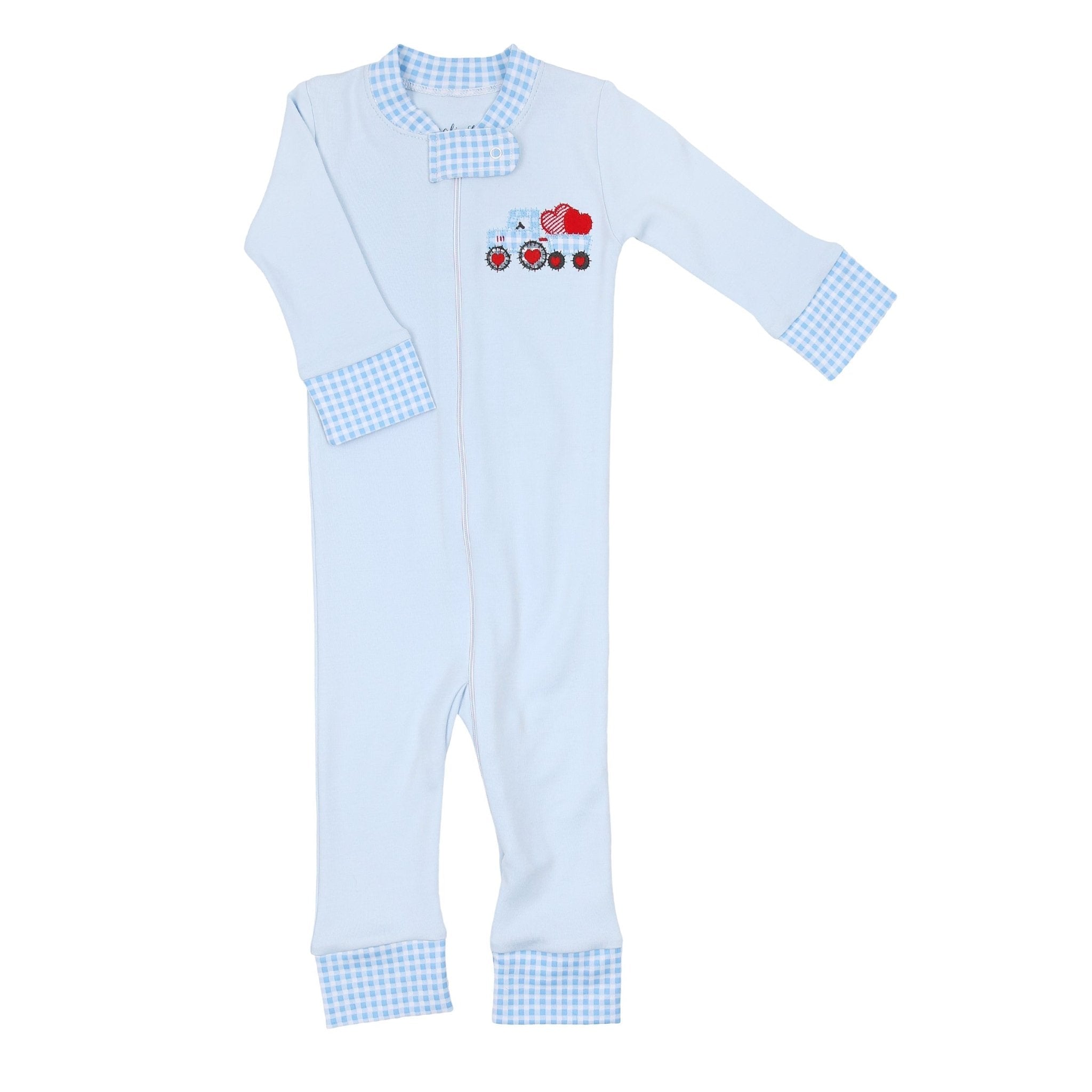 Tractor - Full of Love Applique Zip Pajamas - Magnolia BabyZipper Pajamas