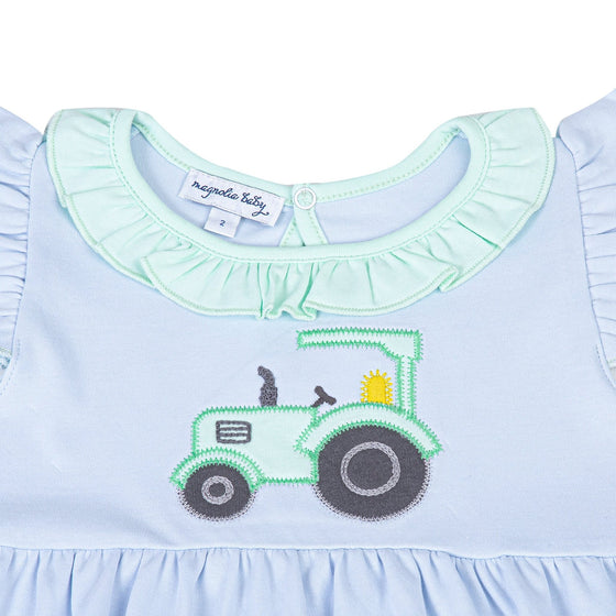 Tractor Time Applique Flutters Dress - Magnolia BabyDress