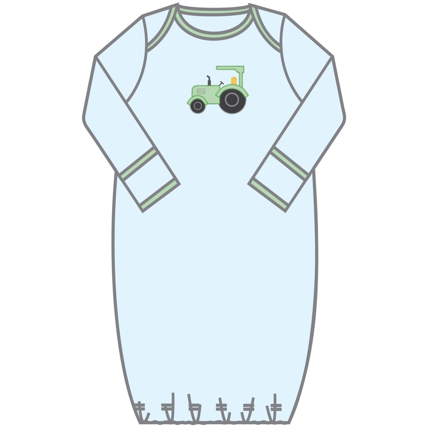 Tractor Time Applique Lap Gown - Magnolia BabyGown