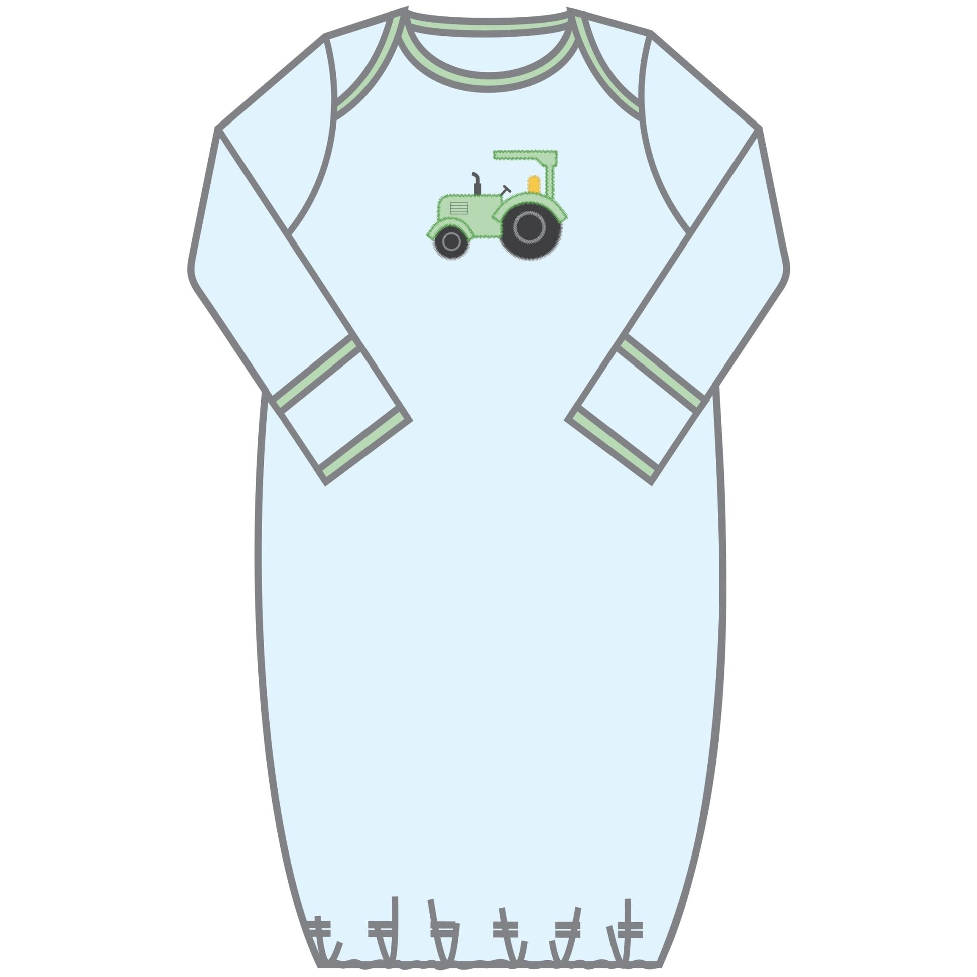 Tractor Time Applique Lap Gown - Magnolia BabyGown