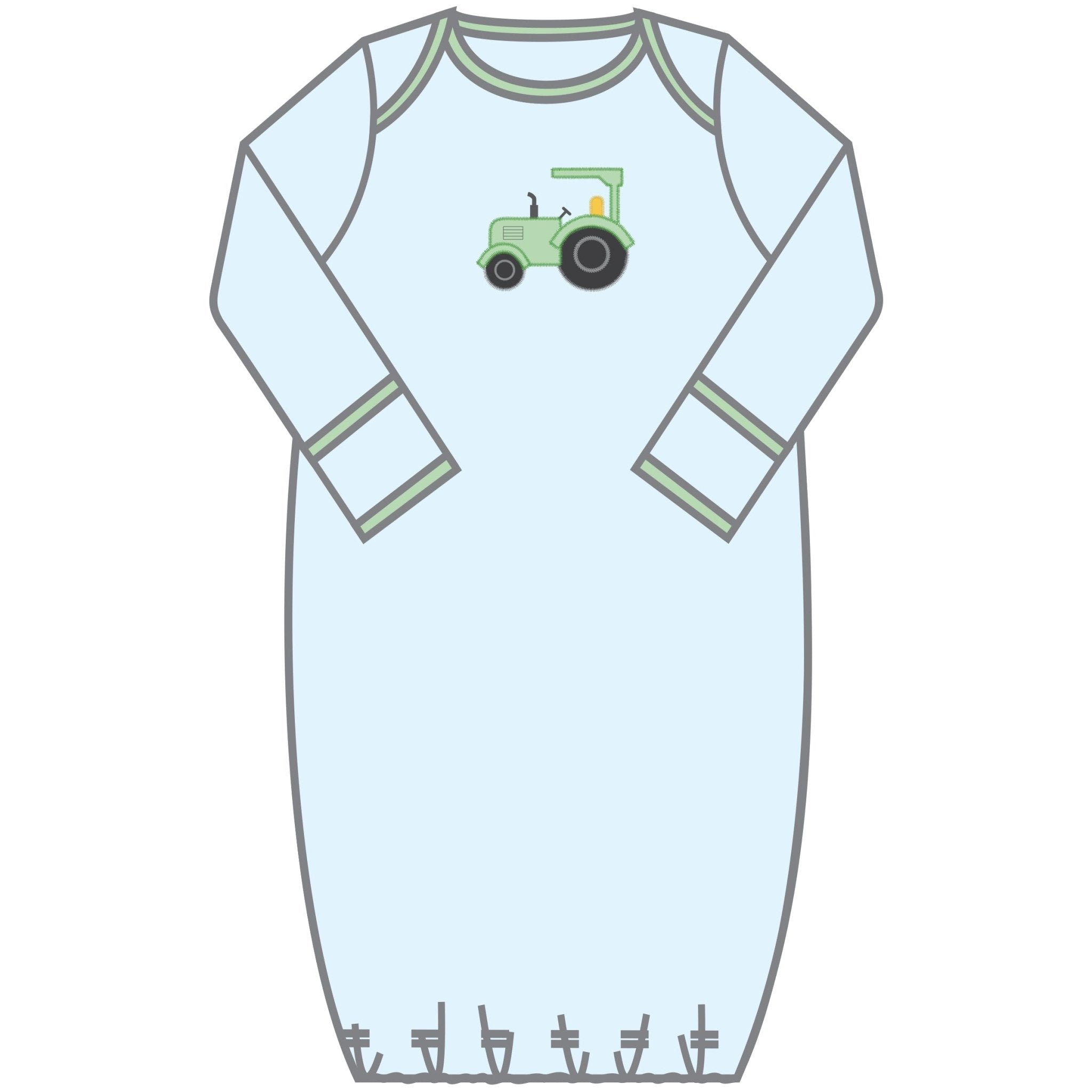 Tractor Time Applique Lap Gown - Magnolia BabyGown