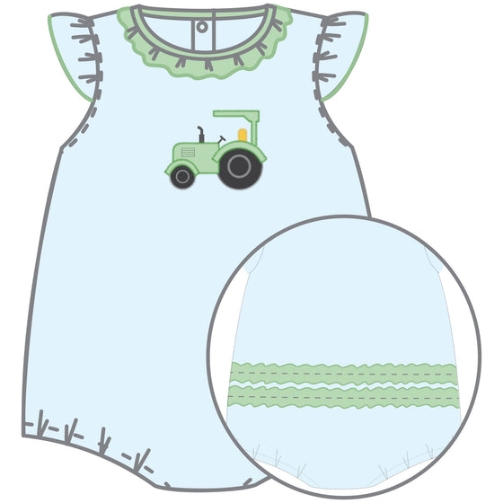 Tractor Time Applique Ruffle Bubble - Magnolia BabyBubble