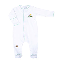  Tractor Time Embroidered Footie - Magnolia BabyFootie