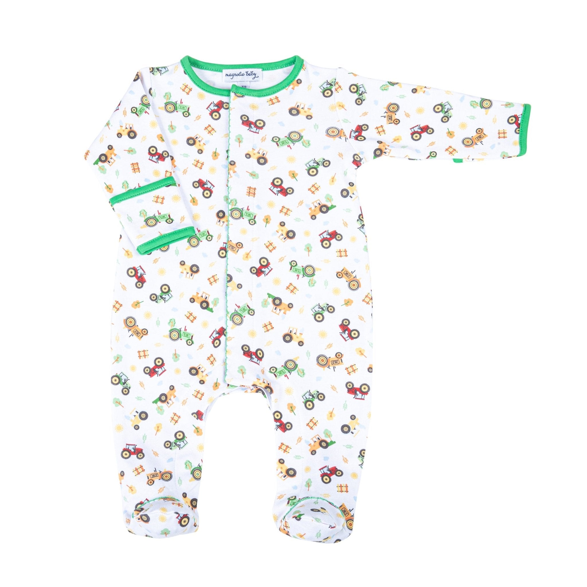 Tractor Time Print Footie - Magnolia BabyFootie