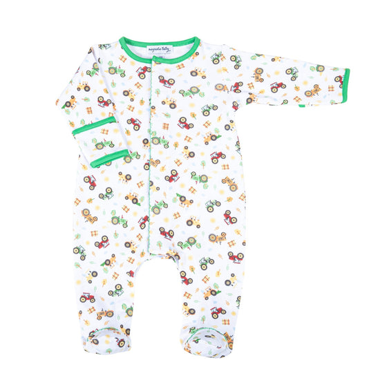 Tractor Time Print Footie - Magnolia BabyFootie