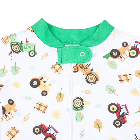 Tractor Time Zip Pajamas - Magnolia BabyZipper Pajamas