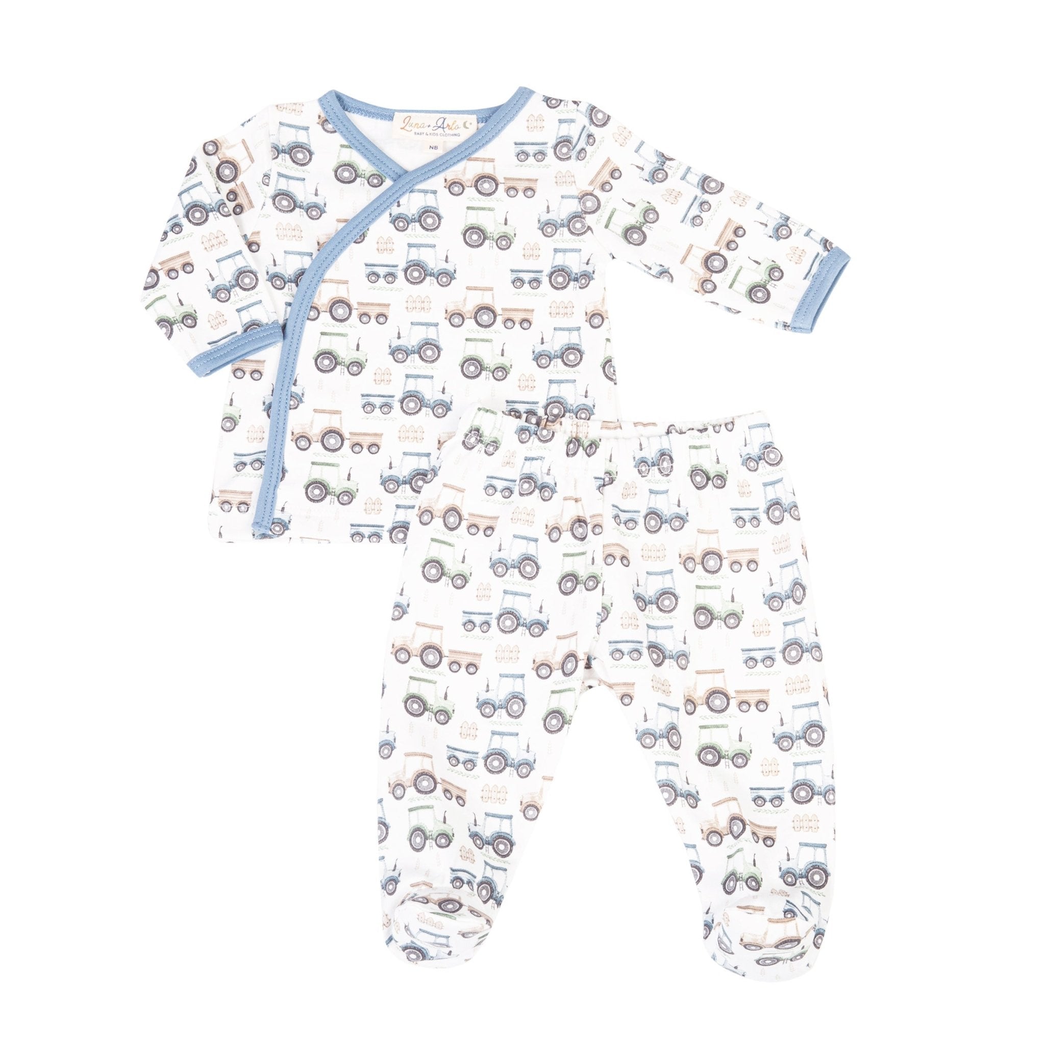 Tractor Tracks Kimono Footed Pant Set by Luna and Arlo - Luna and Arlo2pc Pant Set