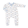 Tractor Tracks Print Zip Footie - Magnolia BabyFootie