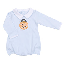  Trick or Treat Applique Collared Long Sleeve Bubble - Blue - Magnolia BabyBubble