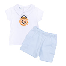  Trick or Treat Applique Collared Short Set - Blue - Magnolia BabyShort Set