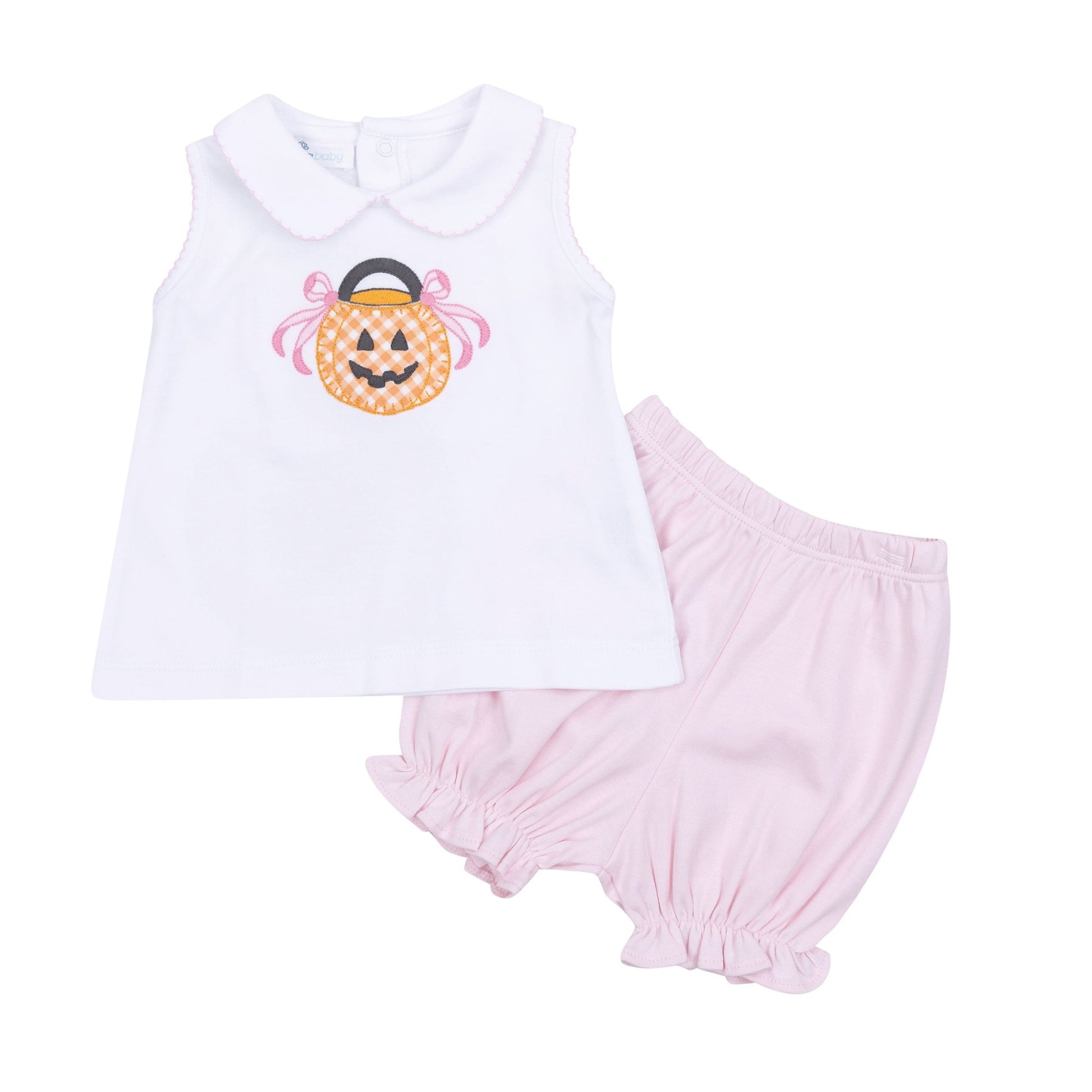 Trick or Treat Applique Collared Short Set - Pink - Magnolia BabyShort Set