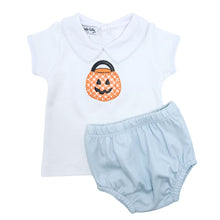  Trick or Treat Applique Collared Short Sleeve Diaper Cover Set - Blue - Magnolia BabyDiaper Cover