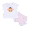 Trick or Treat Applique Collared Short Sleeve Diaper Cover Set - Pink - Magnolia BabyDiaper Cover