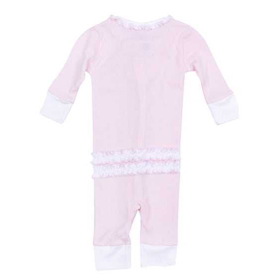 Trick or Treat Applique Ruffle Zip Pajamas - Pink - Magnolia BabyZipper Pajamas