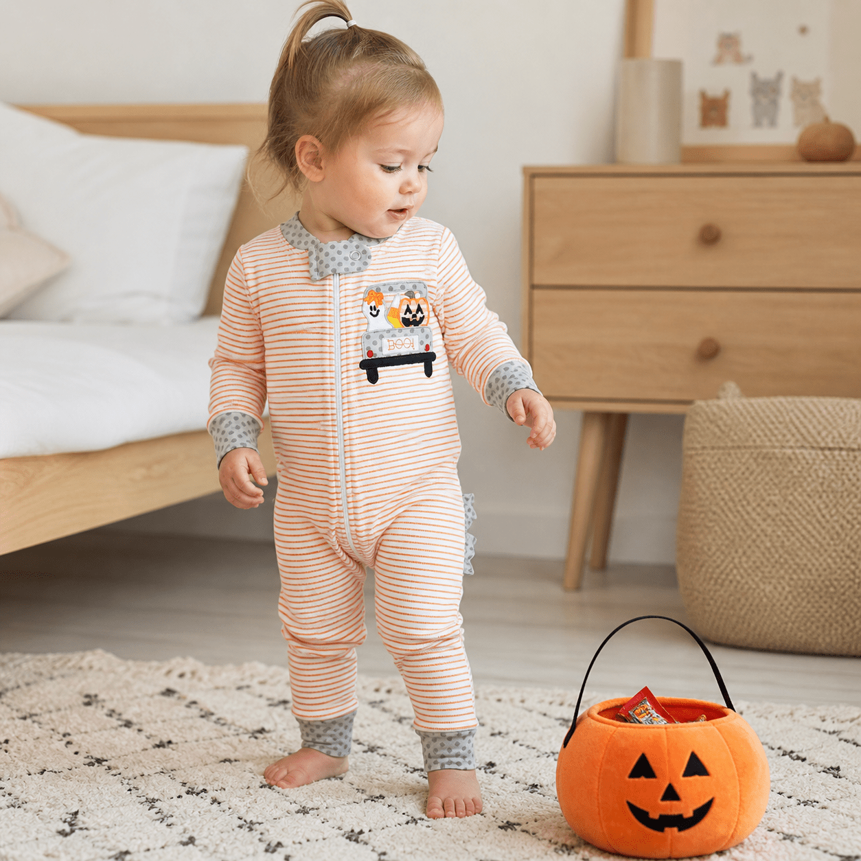 Trunk and Treat Ruffle Zipper Pajamas - Magnolia BabyZipper Pajamas