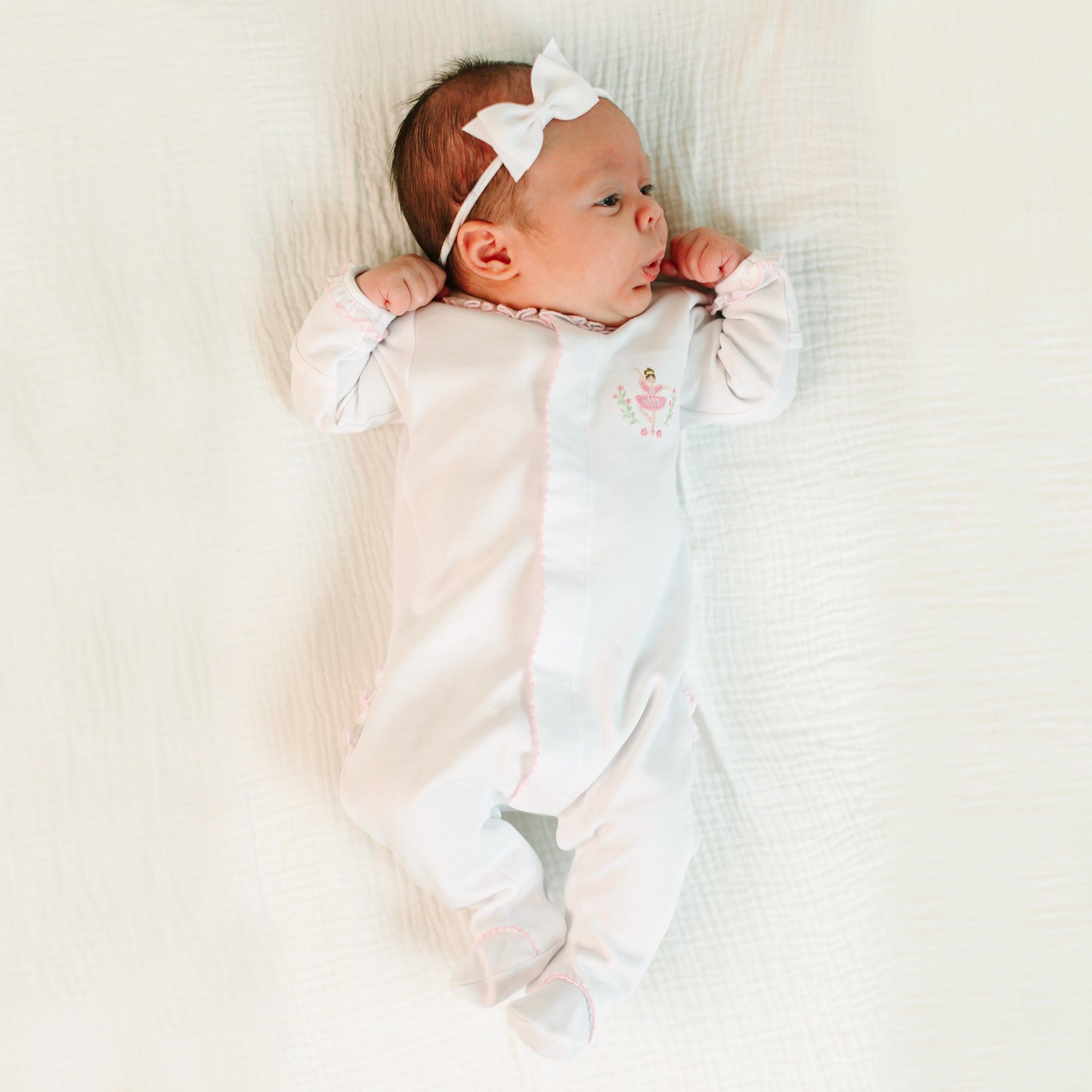 Twinkle Toes Embroidered Footie - Magnolia BabyFootie