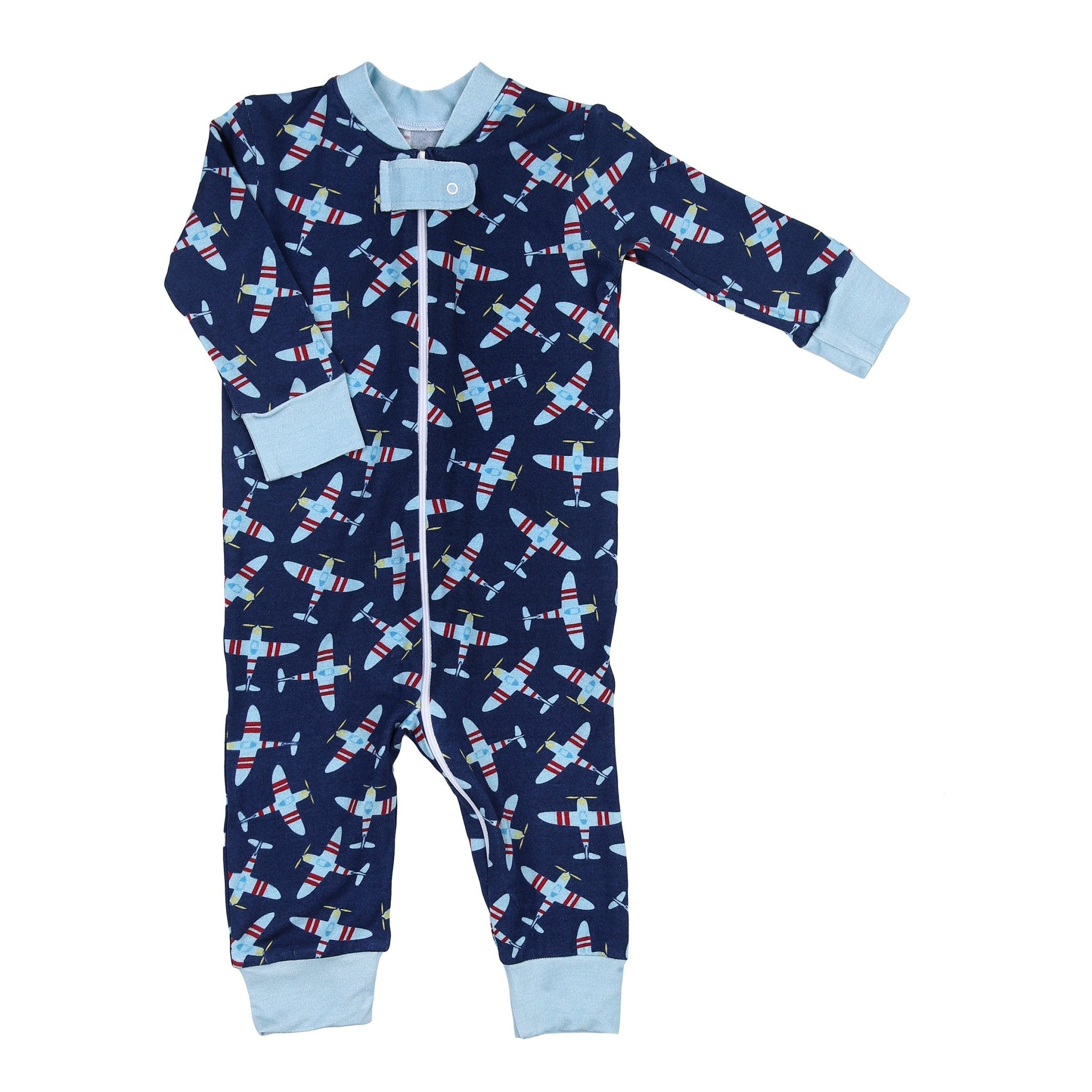 Up, Up and Away Navy Zipper Pajamas - Magnolia BabyZipper Pajamas