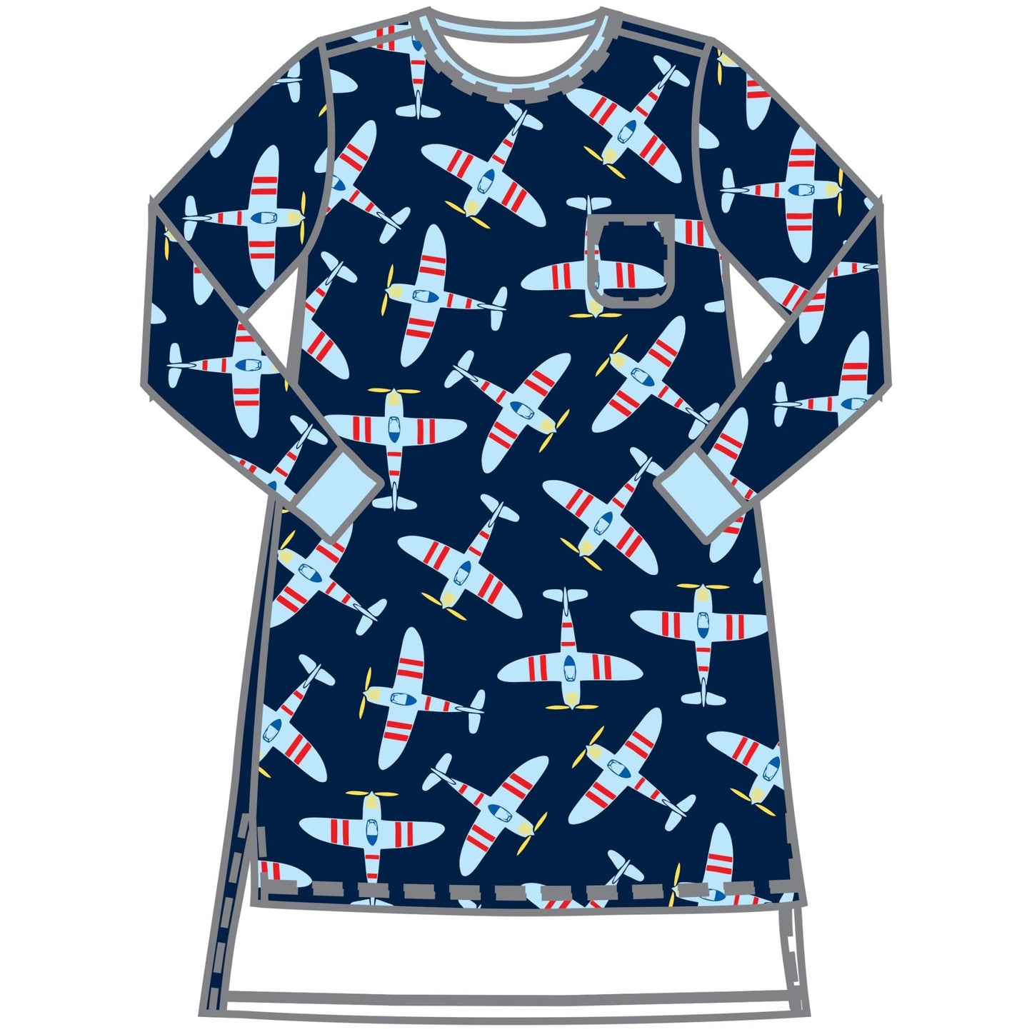 Up, Up and Away Women's Night Long Sleeve Shirt - Magnolia BabyNight Shirt