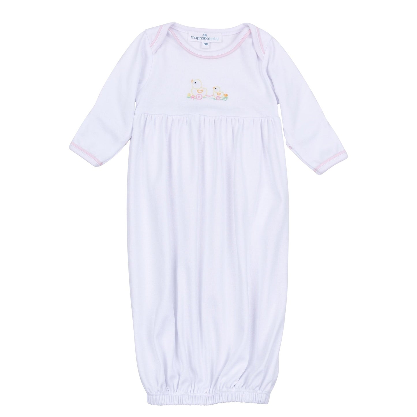 Vintage Duckie Pulltoy Gathered Gown - Pink - Magnolia BabyGown