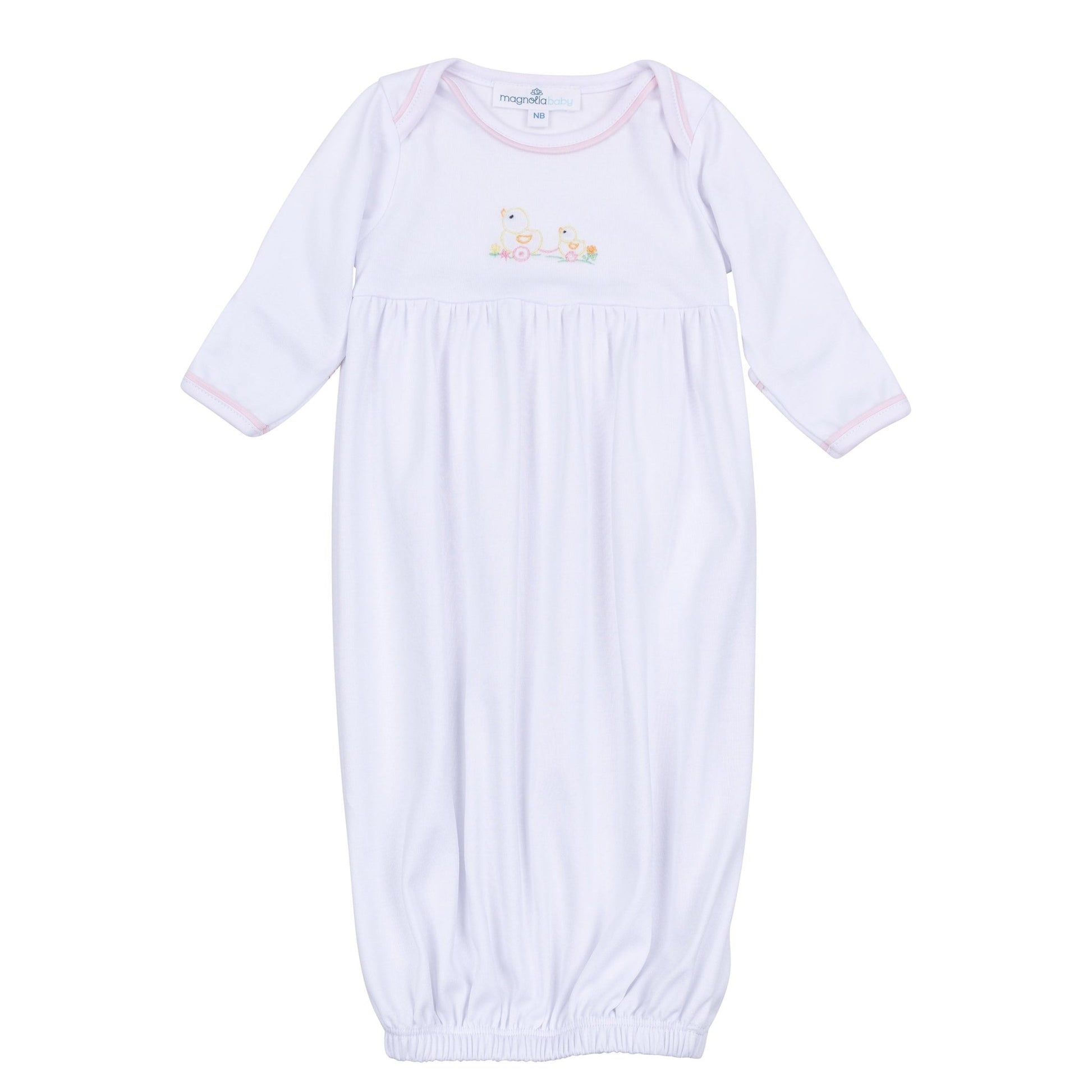 Vintage Duckie Pulltoy Gathered Gown - Pink - Magnolia BabyGown