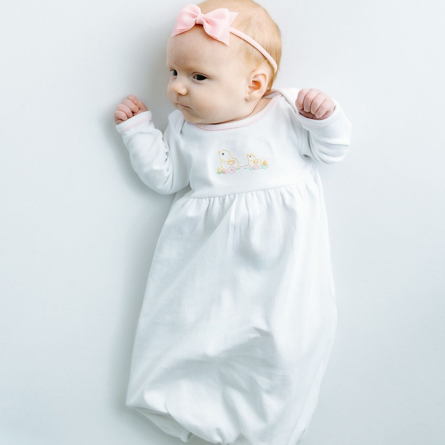 Vintage Duckie Pulltoy Gathered Gown - Pink - Magnolia BabyGown
