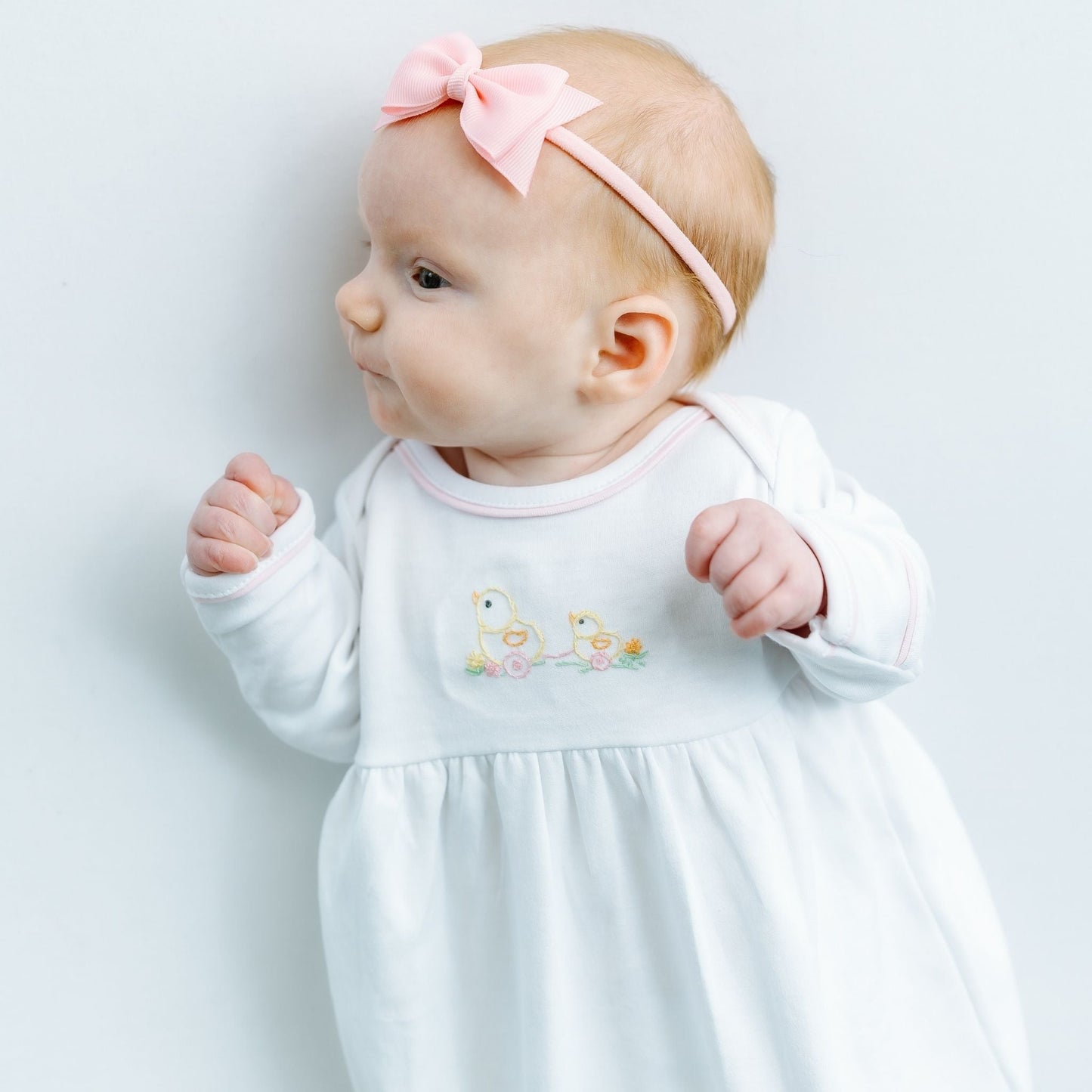 Vintage Duckie Pulltoy Gathered Gown - Pink - Magnolia BabyGown